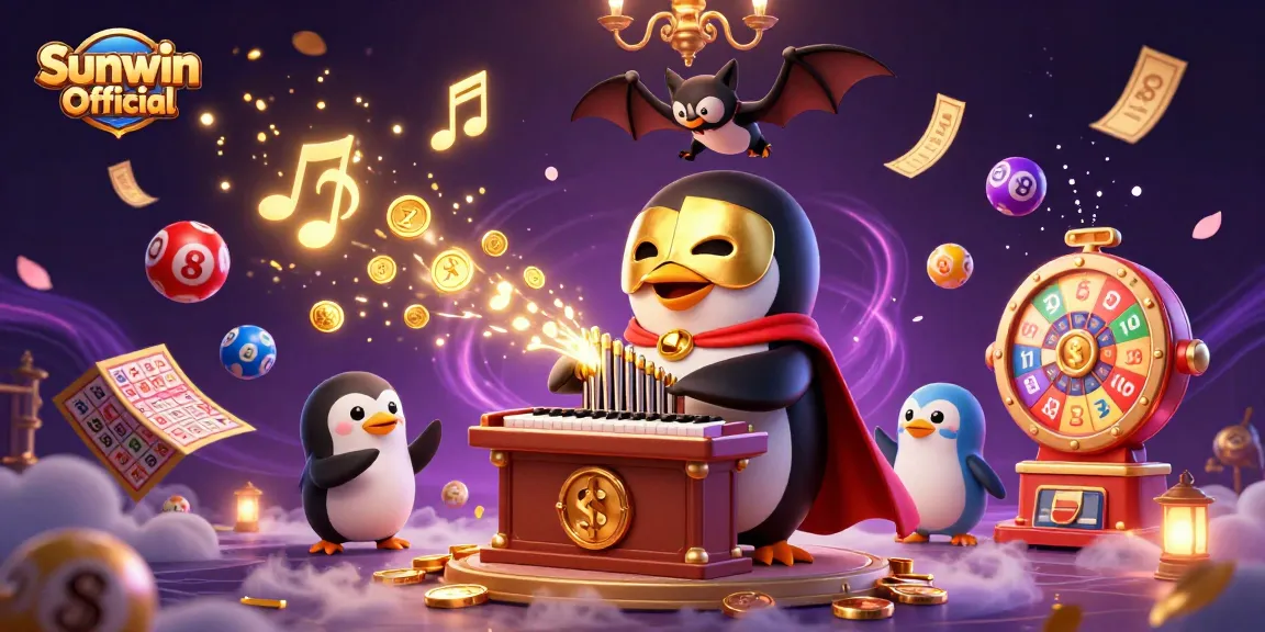 Experience the thrill of Sunwin Official with a vibrant, animated casino scene featuring whimsical characters and exciting game elements.