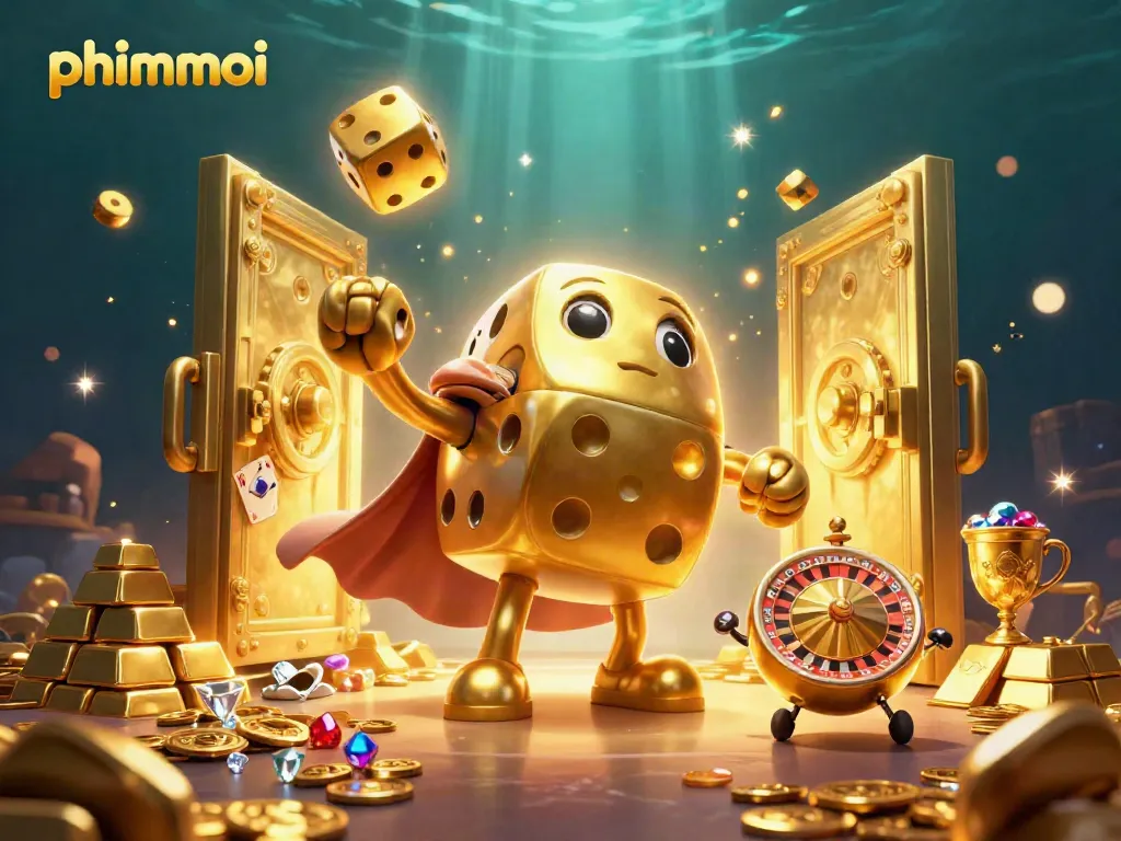 Engage in thrilling gameplay with phimmoi’s vibrant casino scene featuring a golden dice golem.