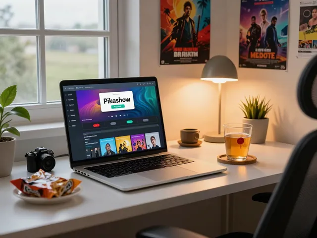 Pikashow for Mac streaming interface on a stylish home office setup.